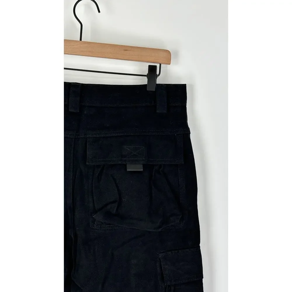 Hours Collection Mens Cargo Pants Size Large Black New 32x30 Y2K Wide Leg